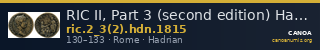 RIC II, Part 3 (second edition) Hadrian 1815 — CANOA