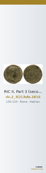 RIC II, Part 3 (second edition) Hadrian 1816 — CANOA