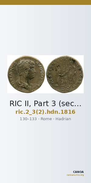 RIC II, Part 3 (second edition) Hadrian 1816 — CANOA