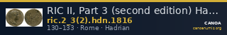 RIC II, Part 3 (second edition) Hadrian 1816 — CANOA
