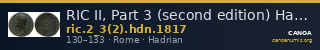 RIC II, Part 3 (second edition) Hadrian 1817 — CANOA
