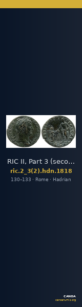 RIC II, Part 3 (second edition) Hadrian 1818 — CANOA