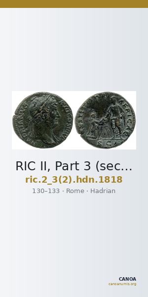 RIC II, Part 3 (second edition) Hadrian 1818 — CANOA