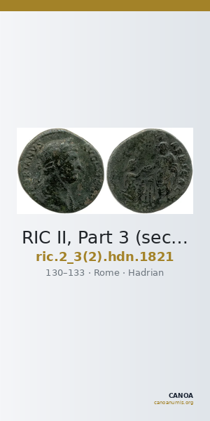 RIC II, Part 3 (second edition) Hadrian 1821 — CANOA