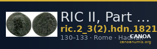 RIC II, Part 3 (second edition) Hadrian 1821 — CANOA