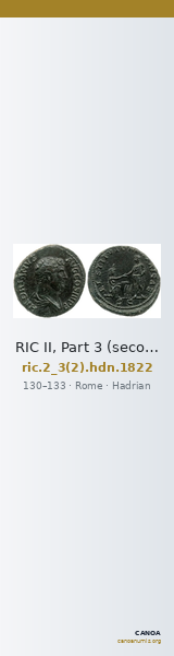 RIC II, Part 3 (second edition) Hadrian 1822 — CANOA