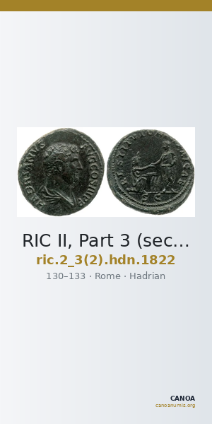 RIC II, Part 3 (second edition) Hadrian 1822 — CANOA