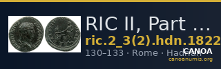RIC II, Part 3 (second edition) Hadrian 1822 — CANOA
