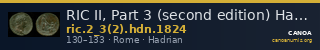 RIC II, Part 3 (second edition) Hadrian 1824 — CANOA