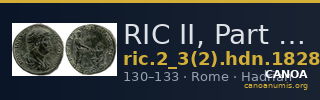 RIC II, Part 3 (second edition) Hadrian 1828 — CANOA