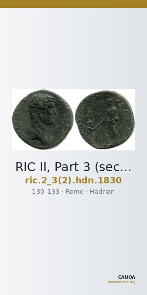 RIC II, Part 3 (second edition) Hadrian 1830 — CANOA