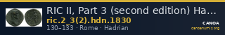 RIC II, Part 3 (second edition) Hadrian 1830 — CANOA