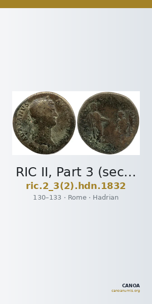 RIC II, Part 3 (second edition) Hadrian 1832 — CANOA