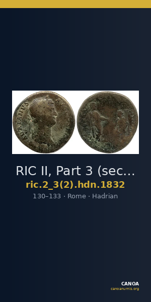 RIC II, Part 3 (second edition) Hadrian 1832 — CANOA