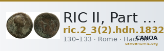 RIC II, Part 3 (second edition) Hadrian 1832 — CANOA