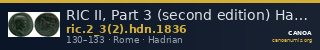 RIC II, Part 3 (second edition) Hadrian 1836 — CANOA