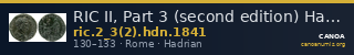 RIC II, Part 3 (second edition) Hadrian 1841 — CANOA