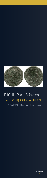 RIC II, Part 3 (second edition) Hadrian 1843 — CANOA