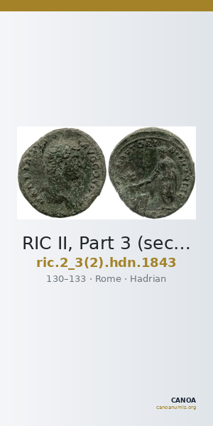 RIC II, Part 3 (second edition) Hadrian 1843 — CANOA