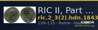 RIC II, Part 3 (second edition) Hadrian 1843 — CANOA