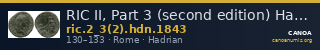 RIC II, Part 3 (second edition) Hadrian 1843 — CANOA