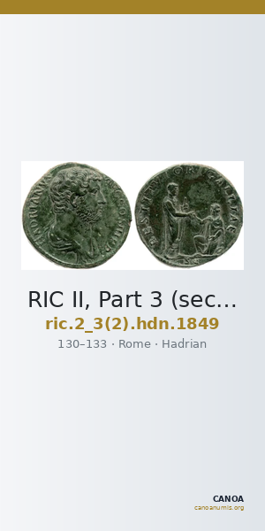 RIC II, Part 3 (second edition) Hadrian 1849 — CANOA