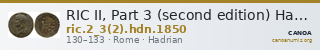 RIC II, Part 3 (second edition) Hadrian 1850 — CANOA