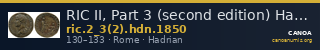 RIC II, Part 3 (second edition) Hadrian 1850 — CANOA