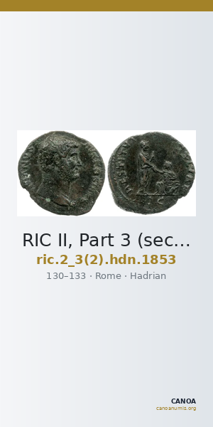 RIC II, Part 3 (second edition) Hadrian 1853 — CANOA