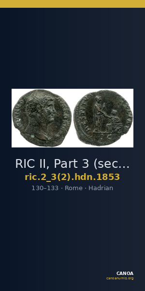 RIC II, Part 3 (second edition) Hadrian 1853 — CANOA