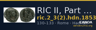 RIC II, Part 3 (second edition) Hadrian 1853 — CANOA