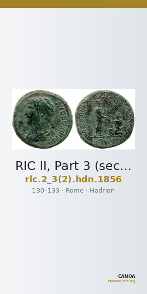 RIC II, Part 3 (second edition) Hadrian 1856 — CANOA
