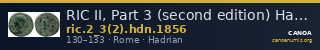 RIC II, Part 3 (second edition) Hadrian 1856 — CANOA