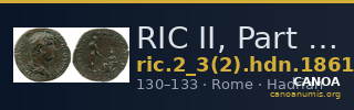 RIC II, Part 3 (second edition) Hadrian 1861 — CANOA