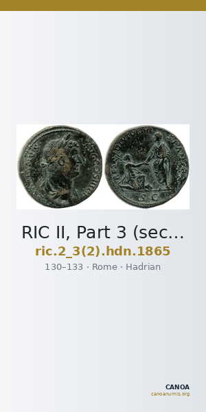 RIC II, Part 3 (second edition) Hadrian 1865 — CANOA