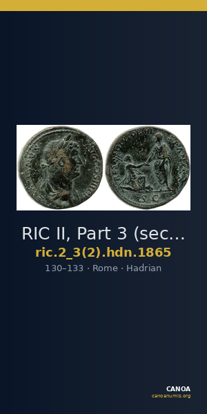 RIC II, Part 3 (second edition) Hadrian 1865 — CANOA