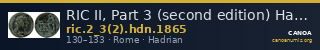 RIC II, Part 3 (second edition) Hadrian 1865 — CANOA