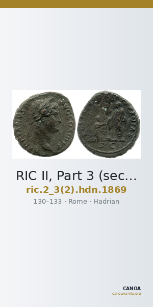 RIC II, Part 3 (second edition) Hadrian 1869 — CANOA