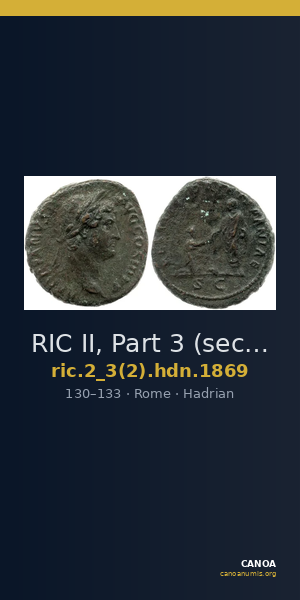 RIC II, Part 3 (second edition) Hadrian 1869 — CANOA