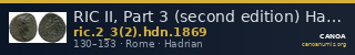 RIC II, Part 3 (second edition) Hadrian 1869 — CANOA