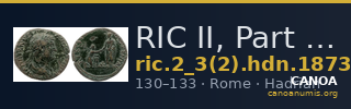RIC II, Part 3 (second edition) Hadrian 1873 — CANOA