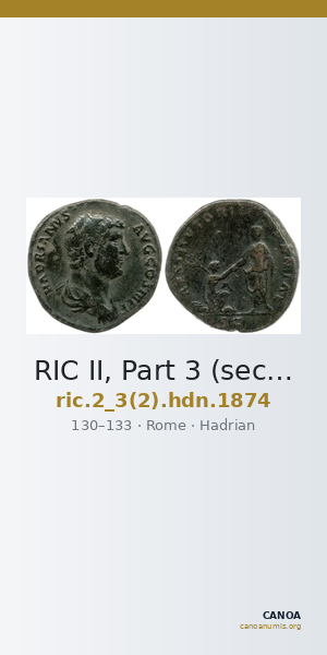 RIC II, Part 3 (second edition) Hadrian 1874 — CANOA