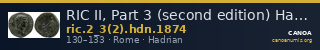 RIC II, Part 3 (second edition) Hadrian 1874 — CANOA