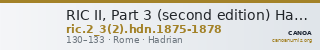 RIC II, Part 3 (second edition) Hadrian 1875-1878 — CANOA