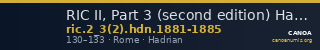 RIC II, Part 3 (second edition) Hadrian 1881-1885 — CANOA