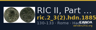 RIC II, Part 3 (second edition) Hadrian 1885 — CANOA