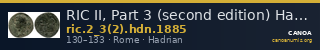 RIC II, Part 3 (second edition) Hadrian 1885 — CANOA