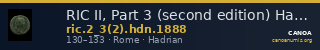 RIC II, Part 3 (second edition) Hadrian 1888 — CANOA