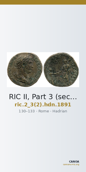 RIC II, Part 3 (second edition) Hadrian 1891 — CANOA