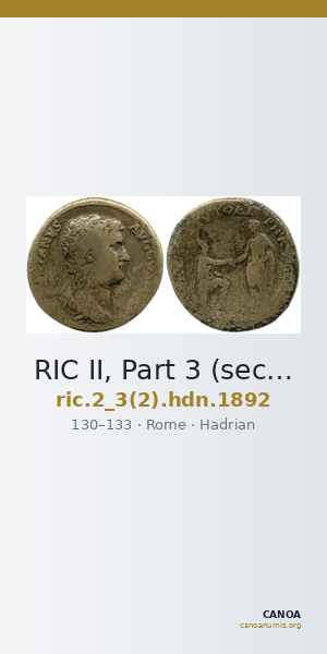 RIC II, Part 3 (second edition) Hadrian 1892 — CANOA